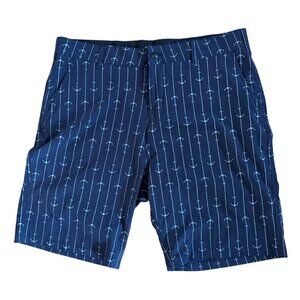 Trunks Multi-Functional Shorts Navy Blue Mens Anchor Print Size 36 Nautical Vaca